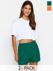 Trendyol Women Pack of 2 Textured Lounge Shorts
