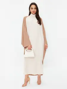 Trendyol Colourblocked High Neck Kimono Sleeve Kaftan Midi Dress
