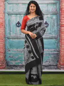 KIAARON Ethnic Motifs Printed Pure Cotton Block Print Saree
