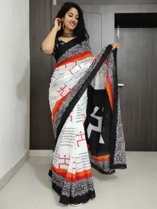 KIAARON Geometric Printed Pure Cotton Block Print Saree
