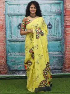 KIAARON Batik Printed Pure Cotton Block Print Saree
