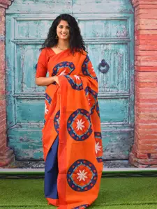 KIAARON Batik Printed Pure Cotton Block Print Saree