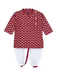 BAESD Boys Ethnic Motifs Printed Pure Cotton Kurta with Dhoti Pants