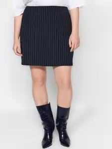 Trendyol Plus Size Striped Straight Mini Skirt