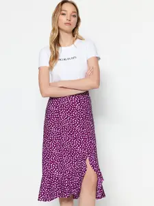 Trendyol Floral Printed A-Line Knee Length Skirt