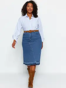 Trendyol Denim Straight Knee Length Skirt