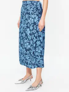 Trendyol Floral Printed Tie-up Detail Midi Wrap Skirt