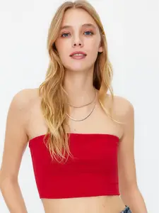 Trendyol Strapless Cotton Tube Crop Top