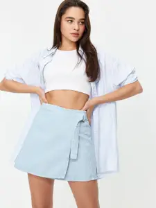 Trendyol Pure Cotton Wrap Mini Skirt