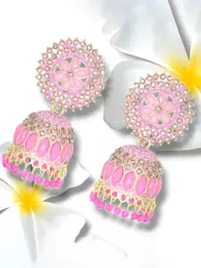 Manikya Gold-Plated Dome Shaped Enamelled Jhumkas