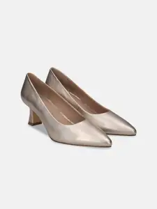 BAGATT Textured Pointed Leather Block Heeled Pumps