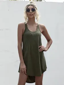 StyleCast Green Sleeveless A-Line Dress