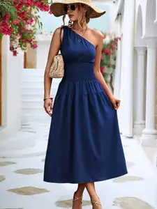StyleCast Navy Blue One Shoulder Maxi Dress