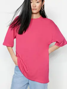 Trendyol Drop-Shoulder Sleeves Pure Cotton T-shirt