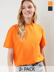 Trendyol Pack Of 2 Round Neck Pure Cotton T-shirt