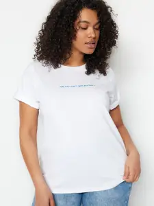 Trendyol Plus Size Round Neck Pure Cotton T-shirt