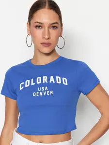 Trendyol Typography Printed Pure Cotton T-shirt