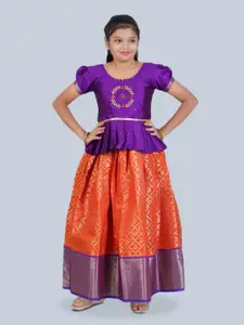 Kanakadara Girls Embroidered Ready to Wear Pavadai Lehenga & Choli