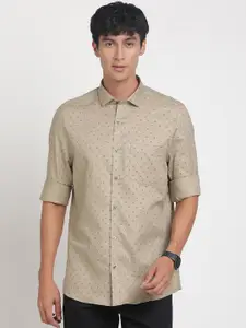 Turtle Micro Ditsy Printed Standard Slim Fit Cotton Opaque Printed Casual Shirt