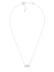 Fossil Sterling Silver Stone Studded Minimal Necklace