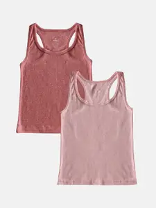 KiddoPanti Girls Pack Of 2 Pure Cotton Racer Back Camisole Tank Top
