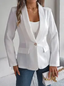 StyleCast White Notched Lapel Collar Long Sleeves Single-Breasted Blazers
