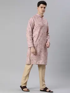 Majestic Man Men Floral Printed Sequinned Kurta
