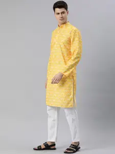 Majestic Man Men Ethnic Motifs Embroidered Chikankari Kurta
