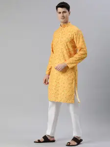 Majestic Man Men Ethnic Motifs Embroidered Chikankari Kurta