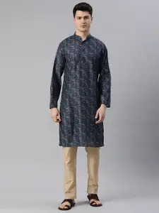 Majestic Man Men Floral Printed Sequinned Kurta