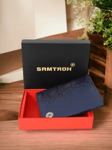 SAMTROH Men Self Design Leather Two Fold Wallet