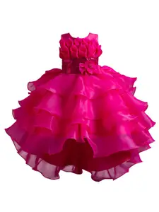 StyleCast Girls Fuchsia Embellished Layered Fit and Flare Dress