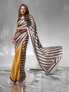 modeva Striped Satin Saree