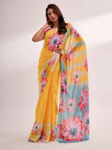 modeva Floral Satin Ready to Wear Saree