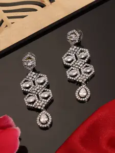 AARSHVI American Diamond-Studded Contemporary Drop Earrings