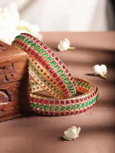 Rubans Set Of 2 Gold Plated Kundan Bangle