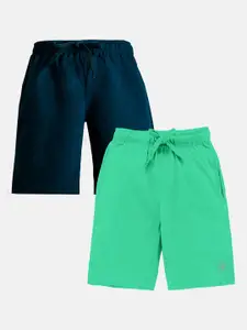 KiddoPanti Boys Pack of 2 Mid Rise Pure Cotton Shorts