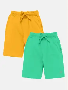 KiddoPanti Boys Pack of 2 Mid Rise Pure Cotton Shorts