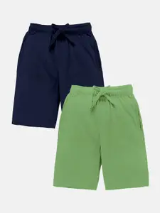 KiddoPanti Boys Pack of 2 Mid Rise Pure Cotton Shorts