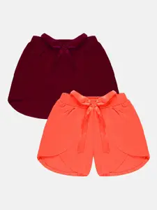 KiddoPanti Girls Pack Of 2 Pure Cotton Shorts