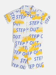 MINI KLUB Boys Printed Pure Cotton Shirt with Shorts