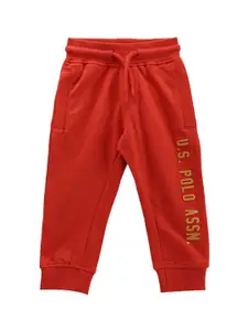 U.S. Polo Assn. Kids Boys Brand Logo Printed Pure Cotton Joggers