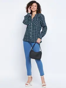 BAESD Classic Checked Mandarin Collar Cotton Casual Shirt