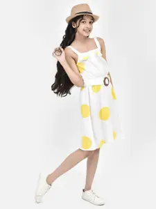 Crimsoune Club Polka Dots Printed Sleeveles Fit & Flare Midi Dress