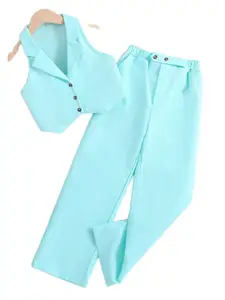 StyleCast Blue Girls Notched Lapel Collar Top with Trousers