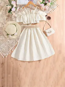StyleCast Girls Beige Top with Skirt