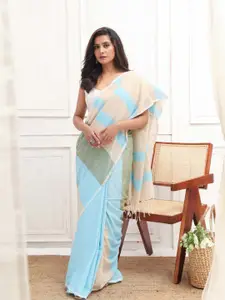 Indethnic Colourblocked Tasseled Pure Cotton Saree