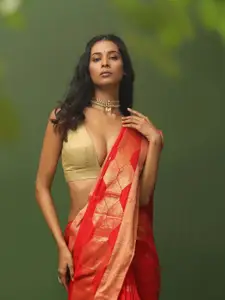 Indethnic Woven Design Zari Jamdani Saree