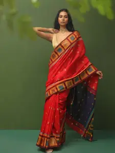 Indethnic Ethnic Motifs Woven Designed Jamdani Saree