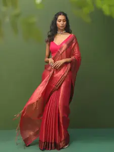 Indethnic Zari Saree With Blouse Piece